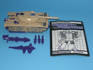 1985 Transformers G1 Blitzwing With Instruction Booklet & Accessory Parts