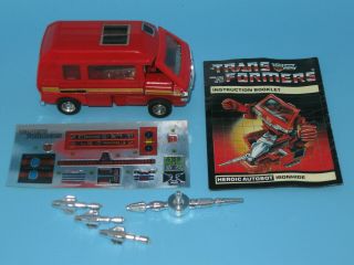 1984 Transformers G1 Ironhide With Instruction Booklet,  Decals & Accessory Parts