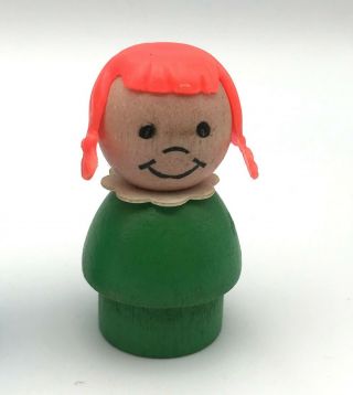 Fisher Price Little People Vintage Whoops Wood Red Pigtail Girl No Freckles