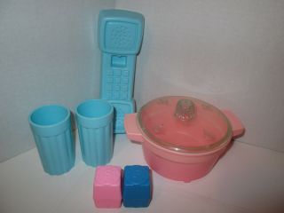 Vintage Fisher Price Pretend Play Food Kitchen Parts Accessories Phone Dishes