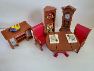 Fisher - Price Loving Family Dining Room Dollhouse Buffet Chairs Food Complete