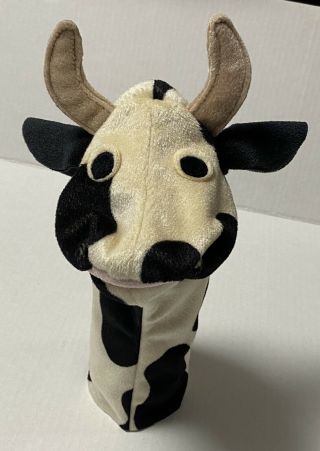 Baby Einstein Cow Bull Hand Puppet Black Cream Vellux 12 " H
