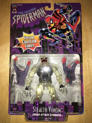Spider - Man Collector Figure 1996 Rare Stealth Venom Clear Toy Biz