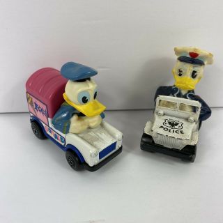 Vintage Matchbox Donald Duck Police Car & Ice Cream Truck Die - Cast Walt Disney