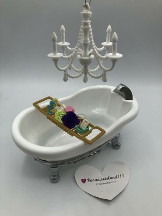 Kidkraft Doll House / Barbie Furniture Plastic Bathroom Bath Tub & Accessories