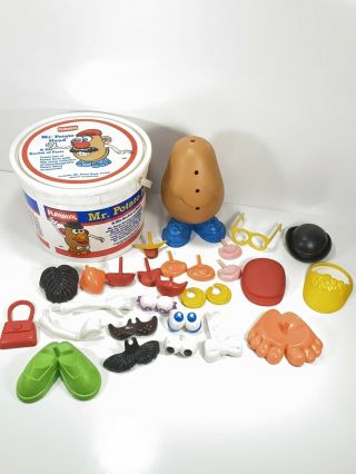Vintage Playskool Mr.  Potato Head & His Bucket Of Parts 1980 