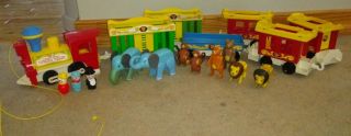 Vintage Fisher Price Circus Train With Animals,  Ringmaster,  Clown,  Engineer