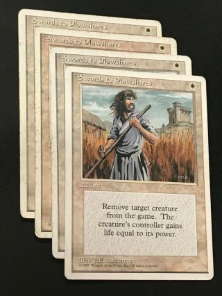 Playset Of 4x Swords To Plowshares 4th Fourth Edition Magic The Gathering Mtg