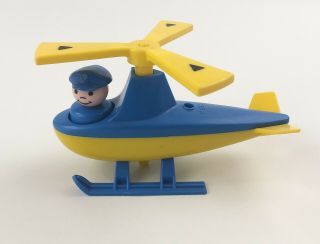 Vintage Fisher Price Little People Helicopter And Pilot Plastic