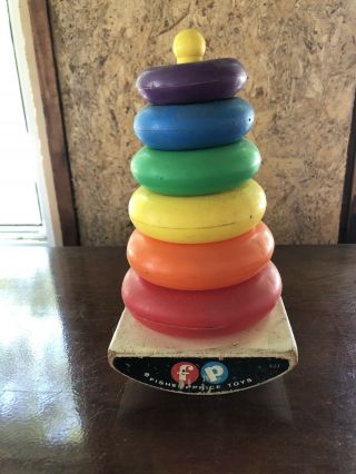 Vintage Fisher Price 627 Rock - A - Stack Stacking Ring Toy 6 Rings Plastic 1980s