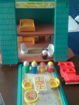 Vintage Fisher Price Little People A - Frame With Correct Family And Some.