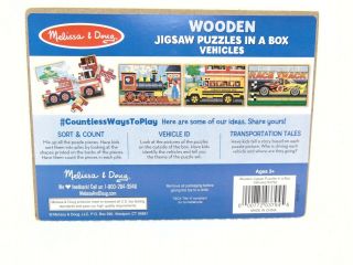 Melissa And Doug Wooden Jigsaw Puzzles In A Box Vehicles 3794