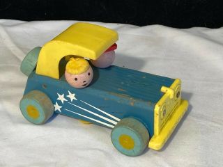 Vintage Fisher Price Wood Sports Car 674
