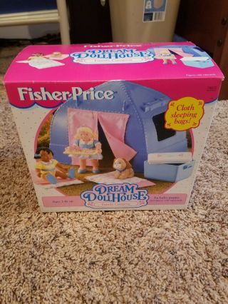 Fisher Price Dream Dollhouse Family Camping W/ Puppy Dog 1995 74672