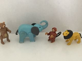 Vintage Fisher - Price Circus Train Animals Bear,  Elephant,  Monkey,  Lion