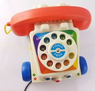Fisher Price Chatter Phone Telephone Pull String Toy 2009 Mattel Classic 3
