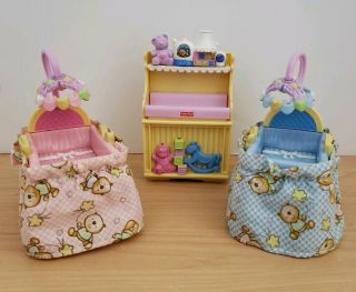 Fisher Price Loving Family Dollhouse Furniture Nursery Baby Crib Twins Musical