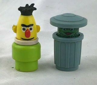 Vintage Fisher Price Sesame Street Little People Oscar The Grouch & Ernie