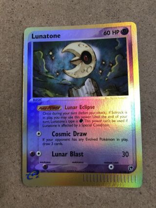 Lunatone 8/100 Reverse Holo Rare Ex Sandstorm Pokemon Card