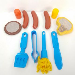Vtg Fisher Price Fun With Food Grilling Set Hamburger Hot Dog Steak Accessories