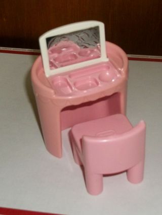 Vintage Little Tikes Dollhouse Pink Furniture Vanity And Chair Guc