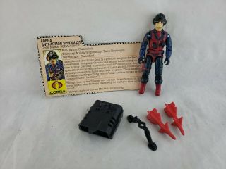 1984 Gi Joe Cobra Anti - Armor Specialist Scrap Iron W/ File Card & Accessories