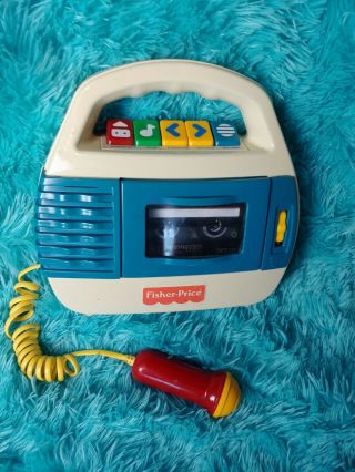 Vintage Fisher Price Cassette Recorder Player Microphone 1992 2