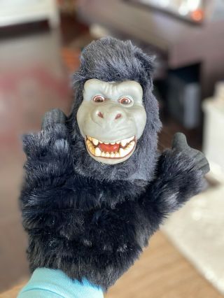 Vintage Gorilla Hand Puppet Black Fur