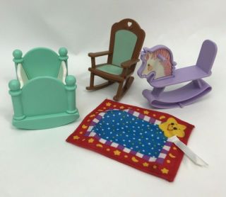 Fisher Price Loving Family Dollhouse Furniture Rocking Nursery Crib Baby Room