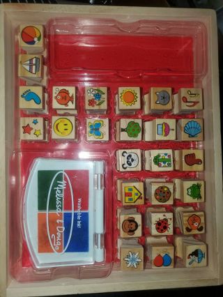 Melissa & Doug Wooden Stamp Set,  Favorite Things,  26 Wooden Stamps,  4 - Colo