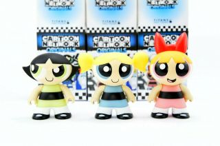 Titans Cartoon Network Originals 3 " Powerpuff Girls Set Of 3 Toy Mini Figures