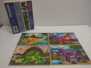 Melissa And Doug Wooden Jigsaw Puzzles In A Box 4 Dinosaurs