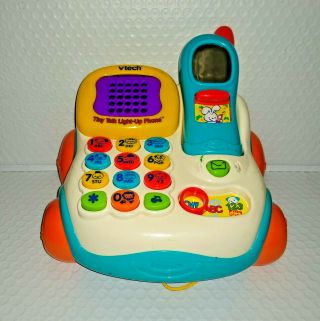 Vtech Tiny Talk Light - Up Phone 2 Play Modes Abcs Numbers Pull Along Toy