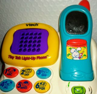Vtech TINY TALK LIGHT - UP PHONE 2 Play Modes ABCs Numbers Pull Along Toy 2