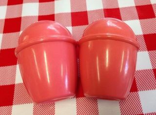 Vtg Little Tikes Play Food Kitchen Replacement Pink Salt & Pepper Shaker Set Htf