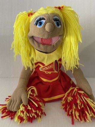 Melissa And Doug Cheerleader Hand Puppet 17 " Tall Yellow Yarn Hair No Rod