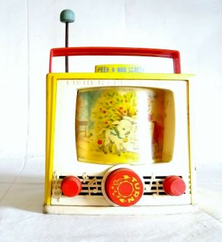 Vintage 1960s Fisher Price Tv Music Box Mary Had A Little Lamb Peek A Boo Screen