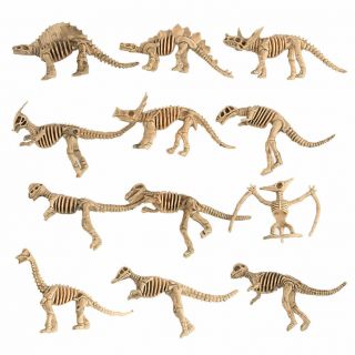Hk - Ab_ Cw_ Kq_ 12pcs Dinosaur Jurassic Bones Skeleton Figures Kid Toy Assorted