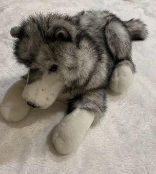 Folkmanis Folktails Timber Wolf Husky Dog Gray Hand Puppet Full Body Plush
