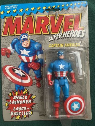 Marvel Heroes Captain America Action Figure Toy 1990 Nib Vintage Charan