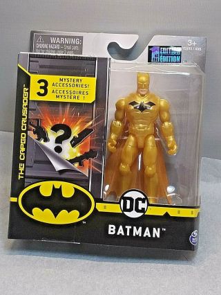Dc Batman 4 Inch Action Figure Gold Suit 1st Edition 3 Mystery Accessories