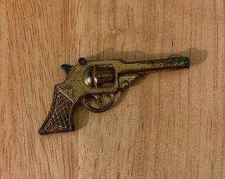 Vintage Miniature Toy Colt 45 Revolver Pistol Western Gold Tone