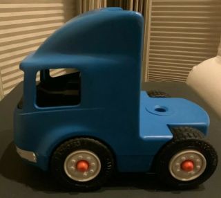 Vintage Little Tikes Ride Blue Semi Moving Truck Tractor Trailer Cab Child Size
