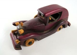 Vintage Hand Made Wooden Car Toy Coupe,  5 " Long