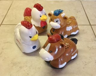 Set Of Four Vtech Go Go Smart Wheels Animal Friends Rooster Chicken Cow Horse