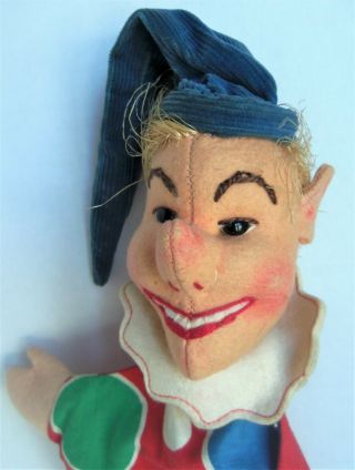 Vintage Kersa German Hand Puppet Punch Clown W/ Paper & Metal Tag