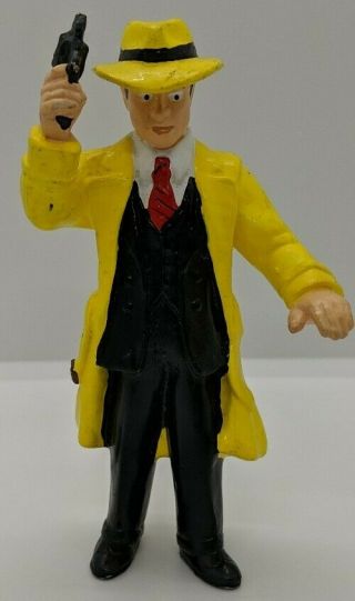 1990 Vintage Dick Tracy Action Figure Open Yellow Coat - Applause Pvc Disney 4 "