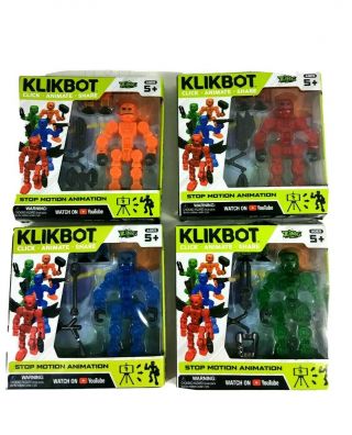 Zing Klikbot Stickbot Stop Motion Animation Action Figures Helix 4 Pack