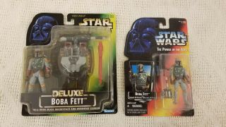 Star Wars Power Of The Force Red Card Boba Fett 1995 & Deluxe Green Card 1996