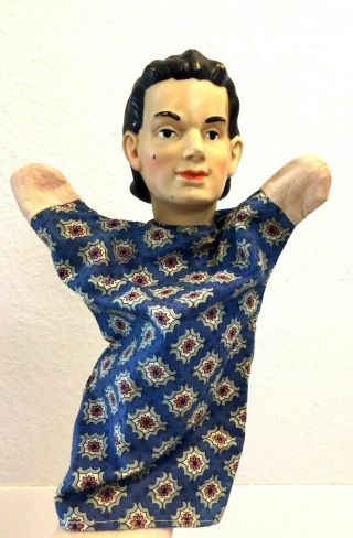 Vintage Hand Puppet Custom Made Doll Rubber/vinyl Head/textile Shirt And Hands